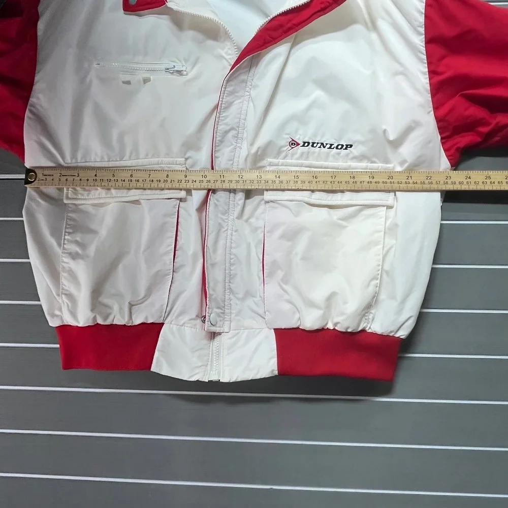 Vintage Dunlop‎ Red White Track Jacket Windbreaker Bomber Style XL Made USA